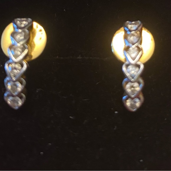 New Natural Diamond Heart Hoop Earrings in 18k Solid Gold - Picture 1 of 11